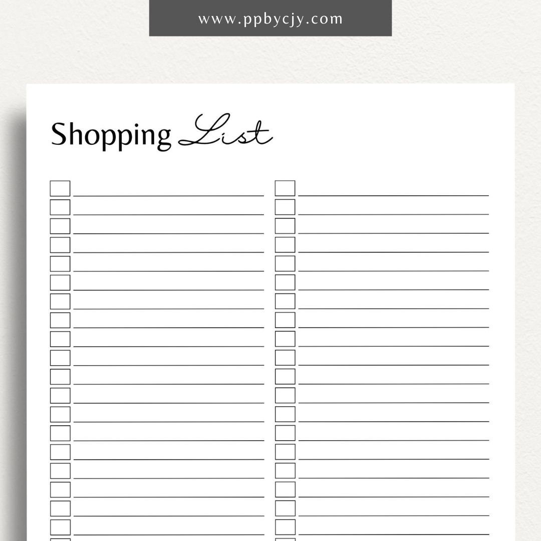Blank Shopping Listing Printable Grocery Shopping Checklist