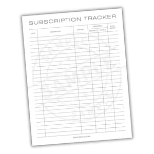 Monthly Subscription Bill Tracker | Financial Budget Recurring Expense Planner | Membership Payment Management Budgeting Tool