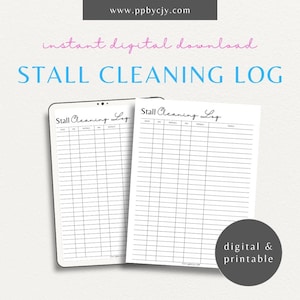Barn Stall Cleaning Checklist Printable | Equestrian Horse Stable Chore List | Farm Animal Facility Schedule | Barn Management Planner