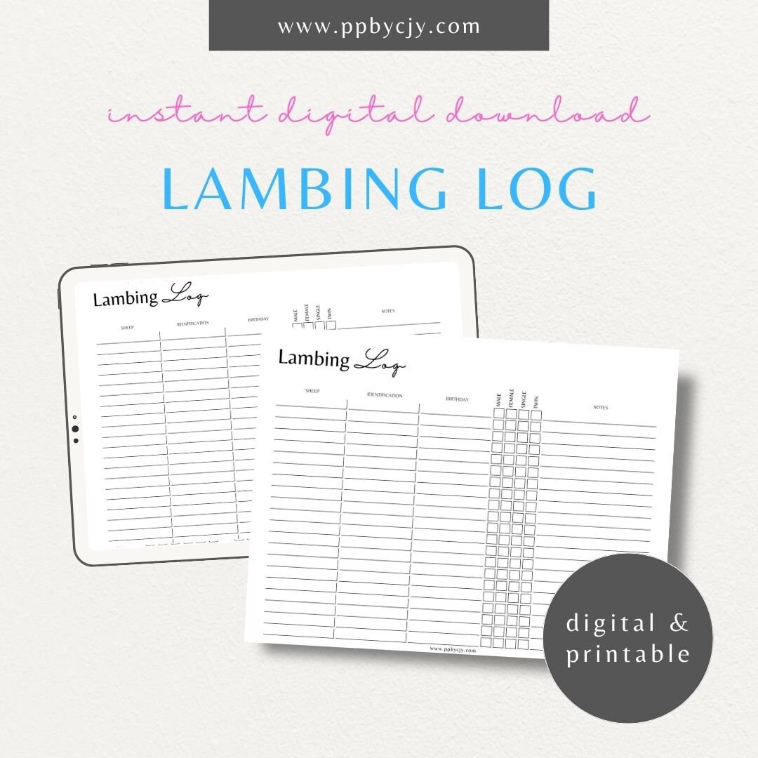 Sheep Lambing Management Breeder Log Farm Animal Flock Birthing