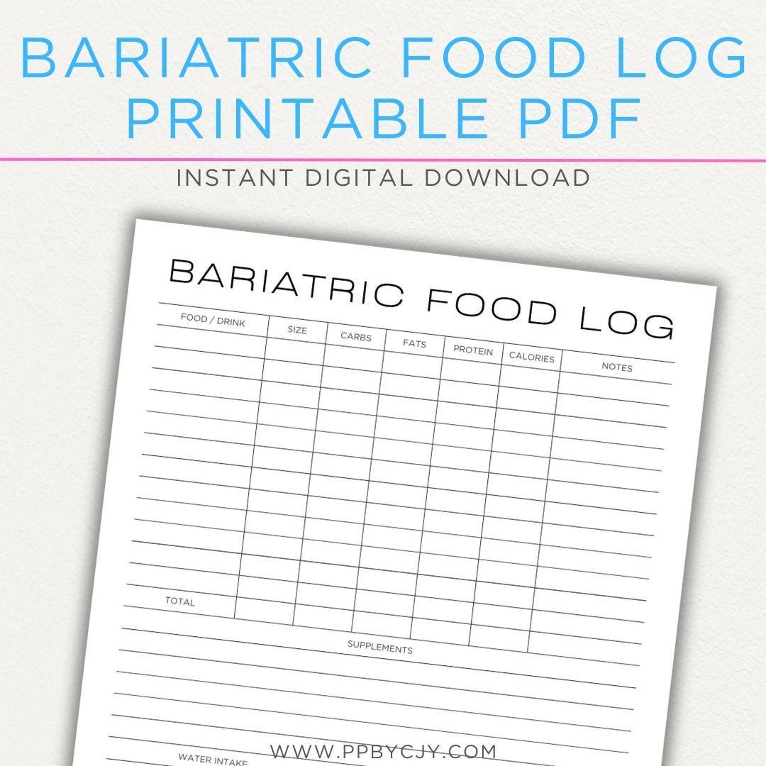 Bariatric Food Log | Gastric Bypass Post Surgery Nutrition Journal