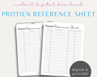 Protein Reference Sheet | Protein Meal Plan Counter | Protein Tracker | Printable Protein Sheet | Bariatric Gastric Bypass Surgery