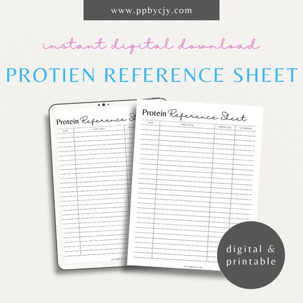 Protein Reference Sheet | Protein Meal Plan Counter | Protein Tracker | Printable Protein Sheet | Bariatric Gastric Bypass Surgery