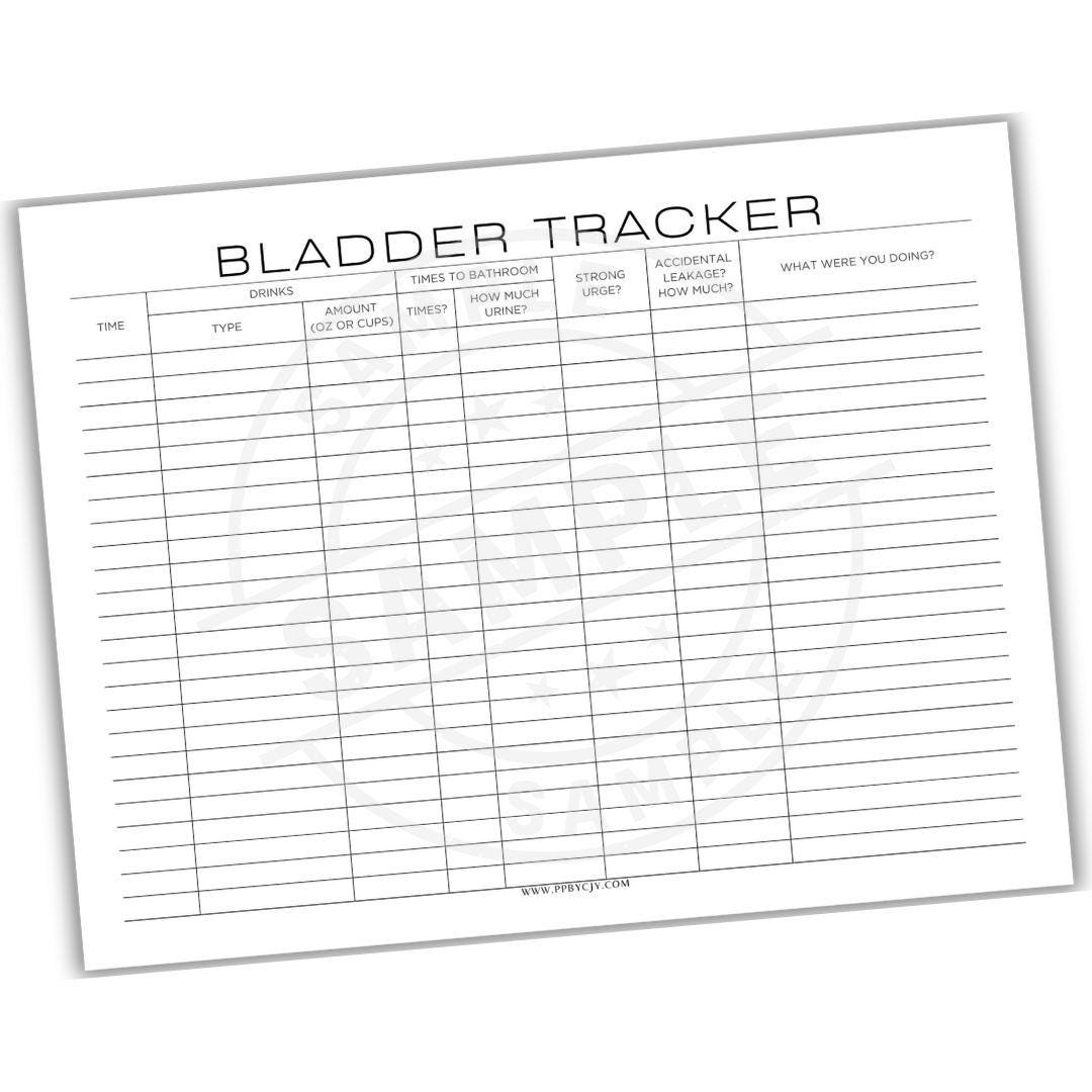 Bladder Tracker Printable PDF | Fluid Intake and Bathroom Log ...