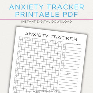 Jaarlijkse angsttracker | Logboek geestelijke gezondheid | Stemmings- en stressdagboek | Afdrukbare zelfzorg | Grafiek voor angstbewaking van 12 maanden