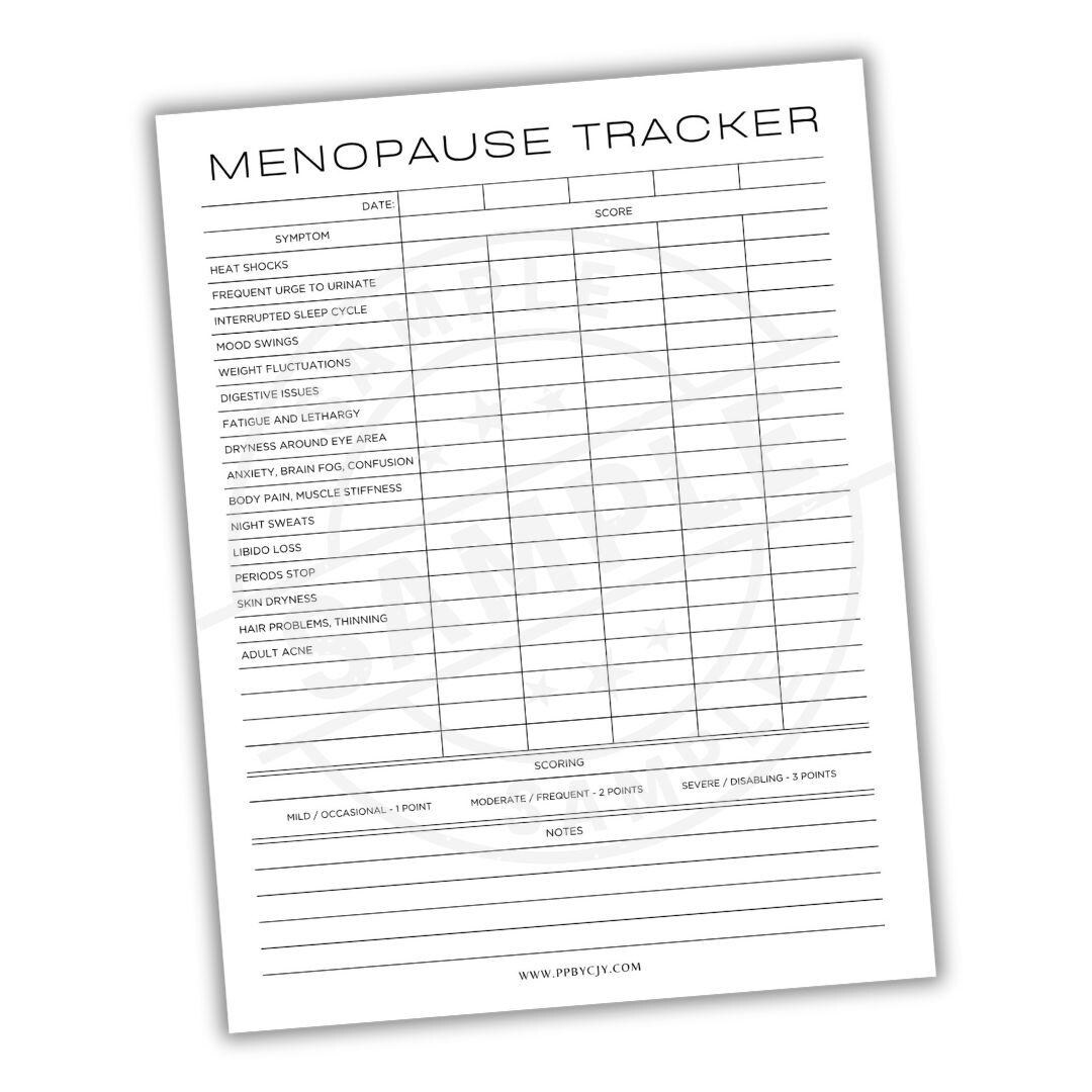 Menopause Tracker Printable PDF | Log Symptoms, Mood, Sleep ...