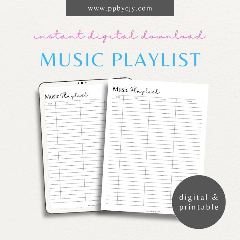 Music Playlist Collection Tracker Song Catalog Tracklist Organizer