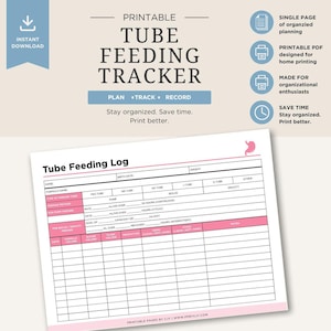 Logboek sondevoeding | Tracker voor enterale voeding en inname (digitale download)