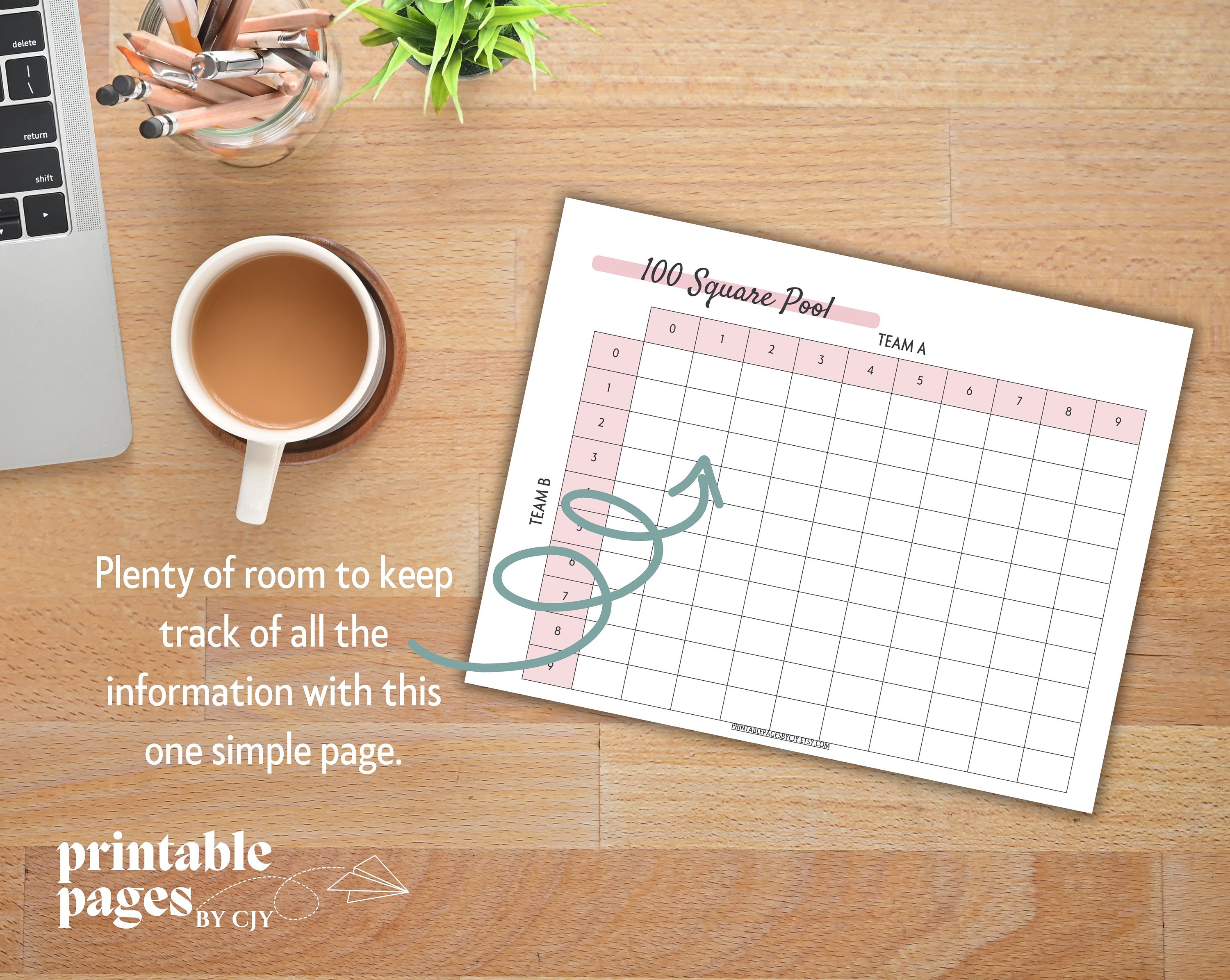 Football Squares Office Pool Printable Football Fundraiser Sports Pool