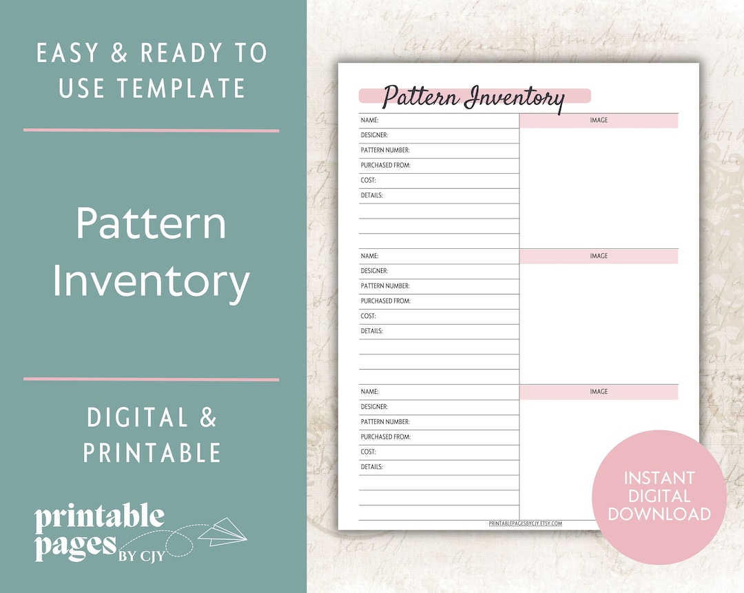 Pattern Inventory Sewing Planner Printable Sewing Tracker - Etsy