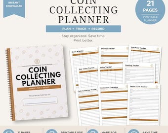 Coin Collecting Planner | 20 Page Numismatics Organizer & Value Tracker Bundle (Digital Download)