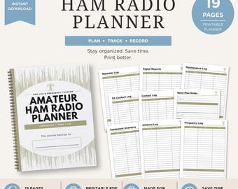 Radioplanner voor amateurradio's | QSO-bundel voor log- en frequentietracker met 19 pagina's (digitale download)