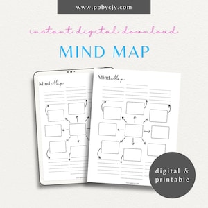 Mind Map druckbare Vorlage | Digitaler Download | Brainstorming Organizer | Kreatives Planungs-Tool | Idee Mockup Blatt | Sofort Download