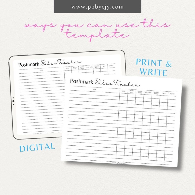 Poshmark Sales Tracker | Resale Business Earning Tracker | Closet Clothing Reseller Income Log ...
