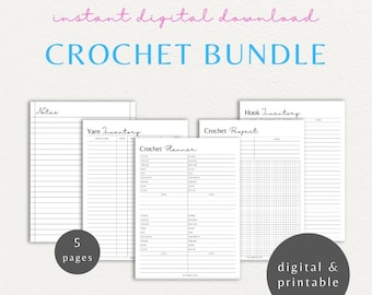 Crochet Project Bundle | Crochet Planner | Craft Planner Organizer | Crocheting Journal | Project Planner | Yarn Inventory | Hook Inventory