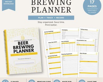 Beer Brewing Planner | 17 Page Homebrew & Fermentation Log Bundle (Digital Download)