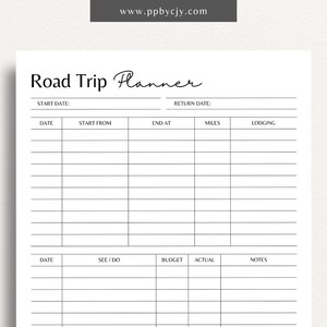 Road Trip Itinerary Travel Printable Template Family Ultimate Road Trip Printable PDF Minimalist Family Vacation Digital Planner image 2