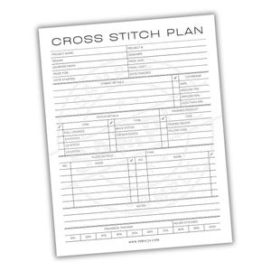 Afdrukbare sjabloon voor kruissteekplanner | Digitale download | Craft-projectorganisator | Voortgangstracker stiksels | Borduurplanningstool