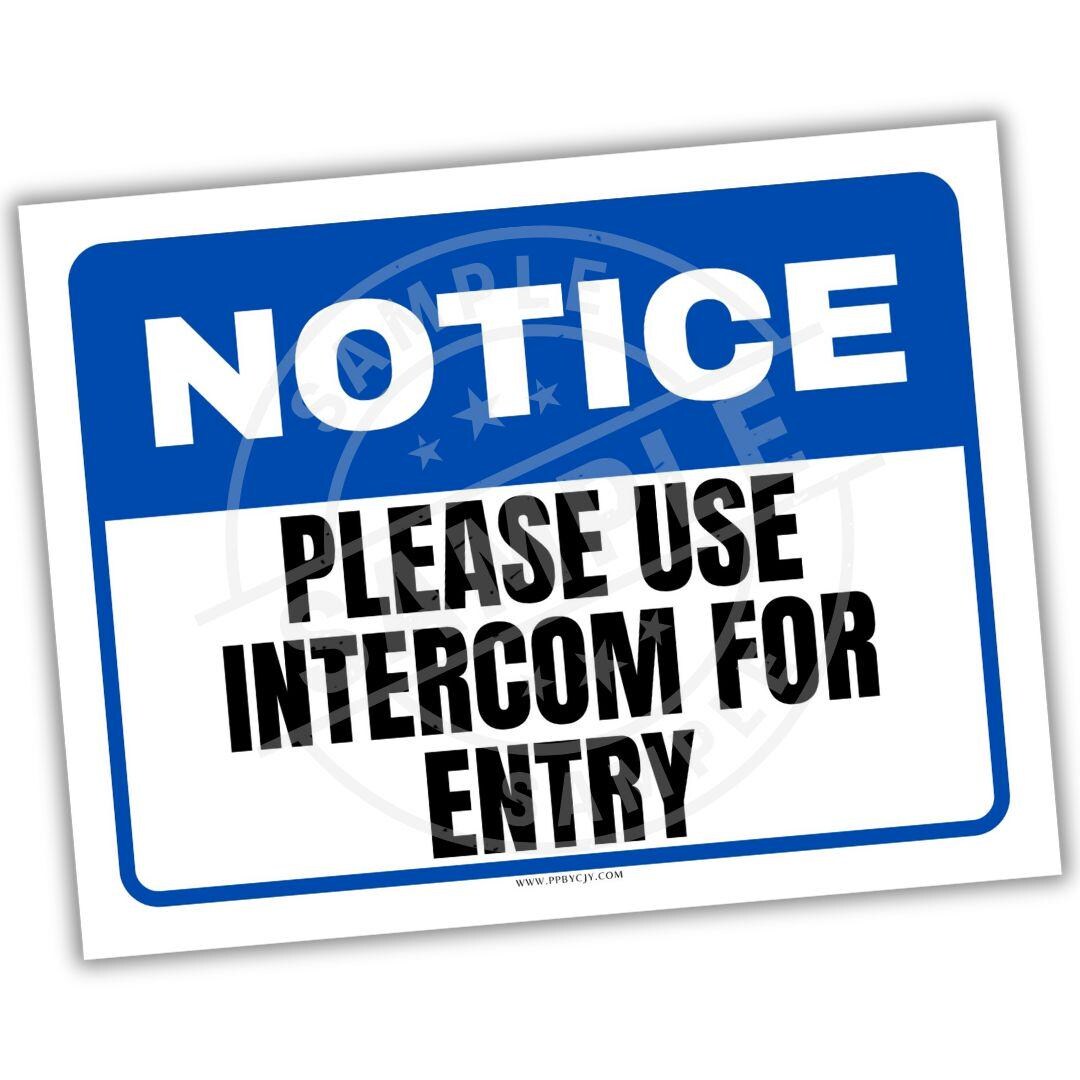 Notice Use Intercom for Entry Sign Printable | Security Door Poster PDF ...