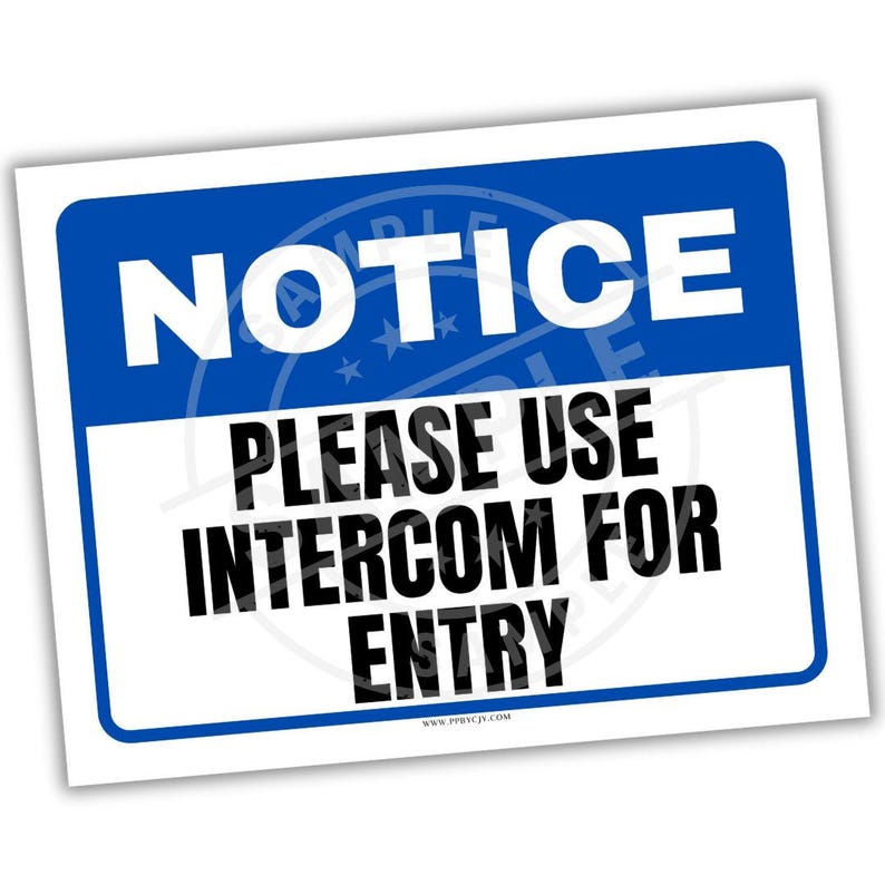 Entry Contact Sign Notice Use Intercom for Entry Sign Printable | Security Door Poster PDF ...