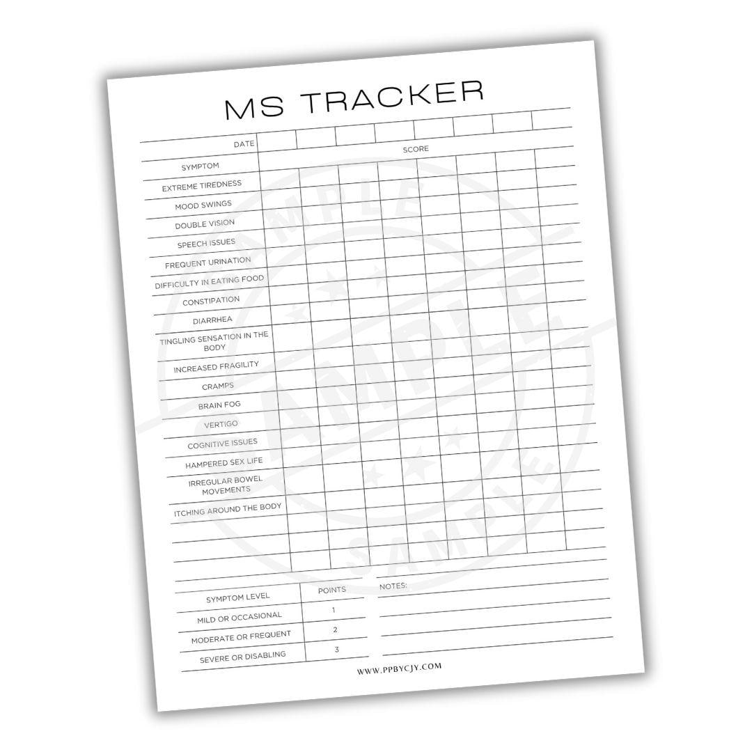 Ms Checklist Multiple Sclerosis Tracker Printable PDF | Symptom, Flare-up ...