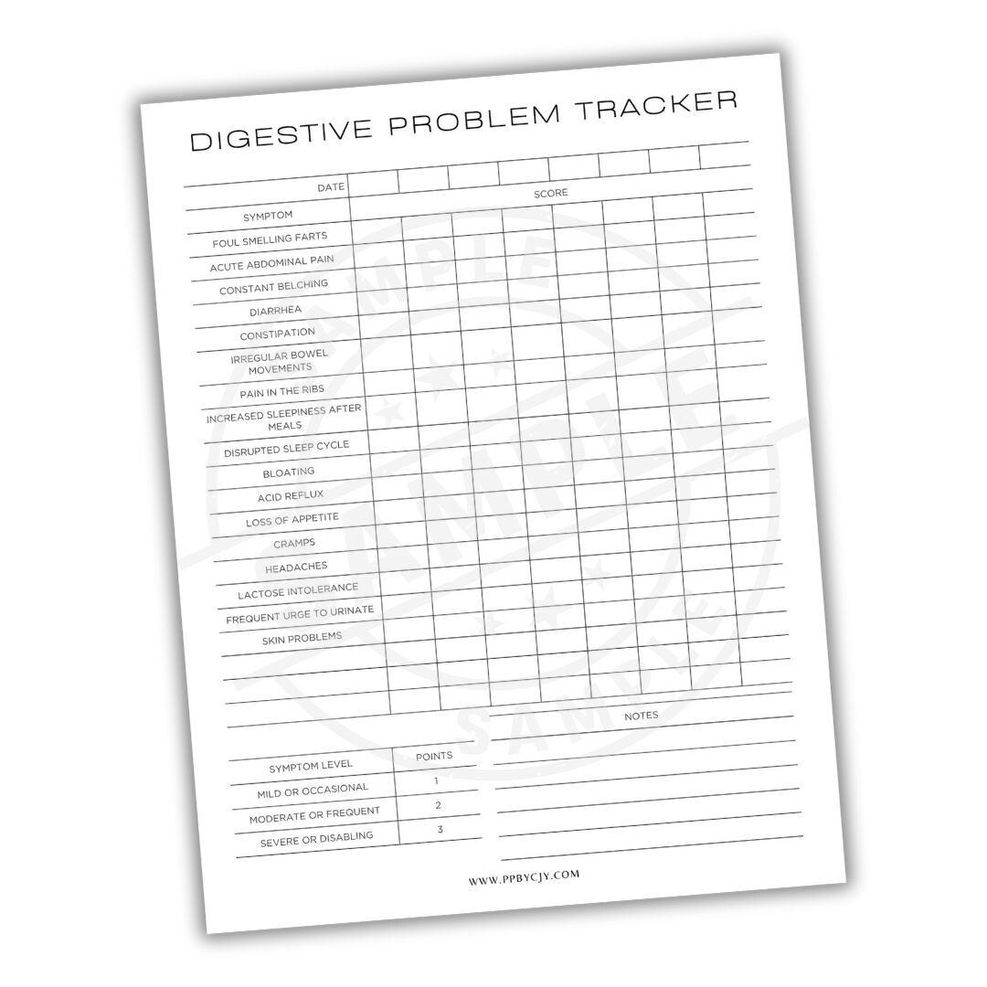 Problem Tracker Card Digestive Problem Tracker Printable PDF | Symptom, Food & Medication ...