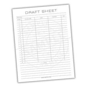 Fantasy Football Draft Sheet Printable Template | Digital Download | Draft Picks Organizer | Fantasy League Planner | Team Selection Tracker