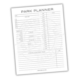 Amusement Park Itinerary Planner | Roller Coaster Attraction Organizer | Theme Park Vacation Day Schedule | Attraction Excursion Bucket List