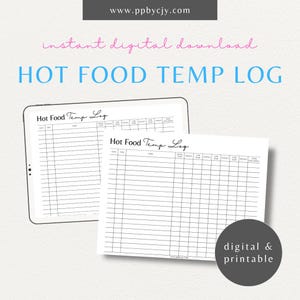 Hot Food Temp Log Printable Template | Instant Digital Download | Temperature Recording Sheet | Kitchen Safety Tool | HACCP Compliance