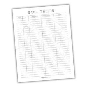 Garden Soil Testing Tracker | Gardening Soil Health Planner | Farm Soil Nutrient Level Record | Landscaping Soil pH Level Testing Log