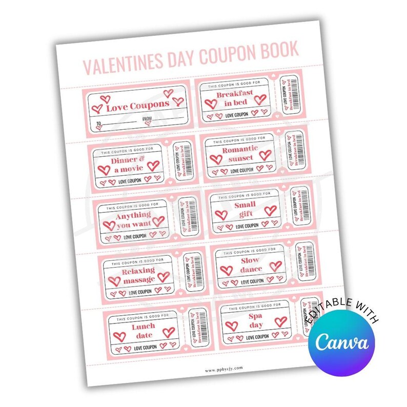 Personalized Valentine Coupon Book | Custom Romantic Coupon Template ...