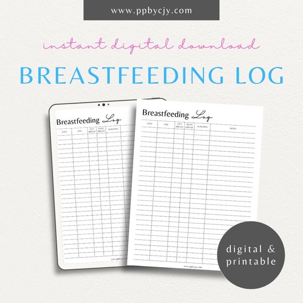 Breastfeeding Log | Breast Feeding Tracker | Pumping Log | Newborn Feeding Chart | Milk Supply Log | Nursing Log Chart