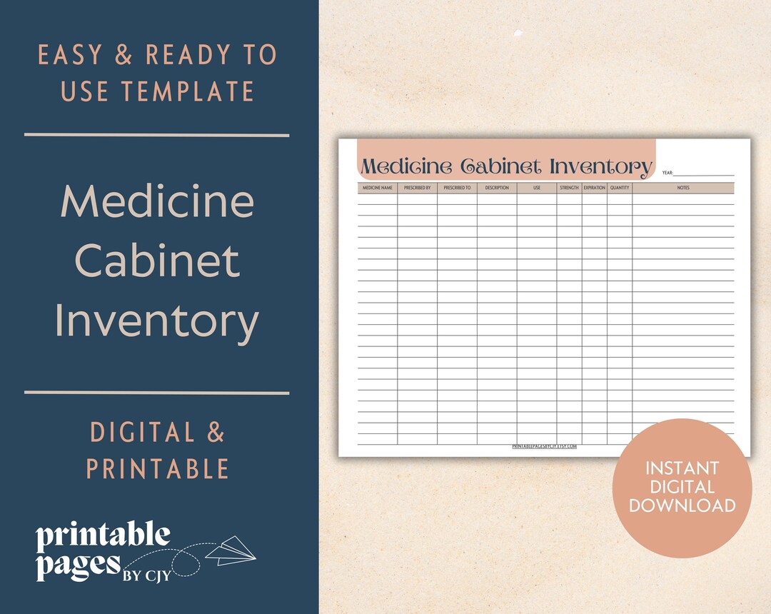 Medicine Cabinet Inventory Medication Inventory Medical Template ...