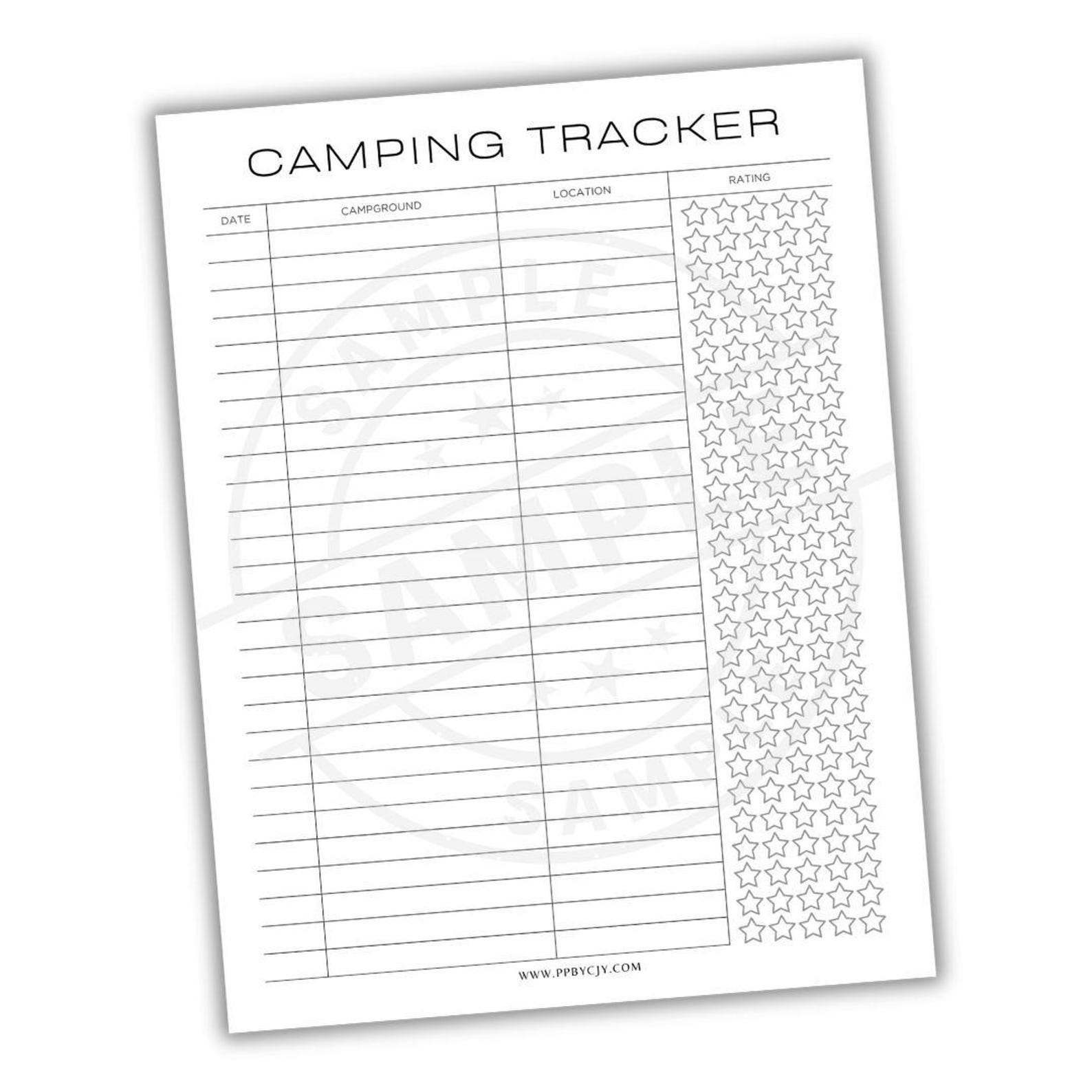 Camping Tracker With Review Printable Template | Digital Download ...
