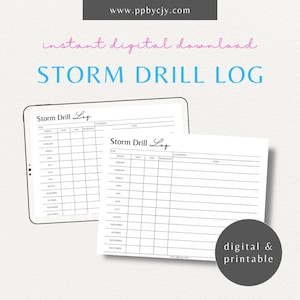 Storm Drill Log Printable Template | Emergency Preparedness Tracker | Digital Download | Safety Drill Record | Disaster Readiness Log