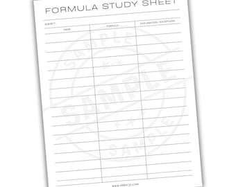 Arkusz do nauki wzorów matematycznych | Szybki przewodnik do nauki matematyki | Konfigurowalny arkusz ściągawek do równań matematycznych | Pomoc w nauce wzorów