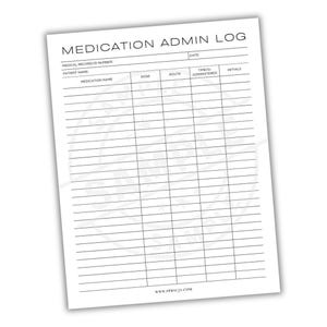 Medication Administration Log Printable PDF | Track Doses, Times and Notes | Caregiver & Personal Medication Management Tracker