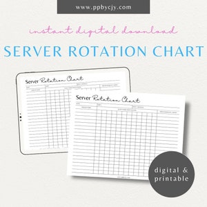 Restaurant Server Rotation Chart Table Dining Room Waitstaff Organizer ...