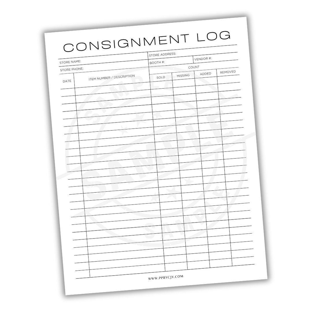 Consignment Tracker Printable Template | Digital Download | Inventory ...