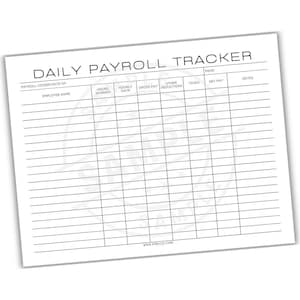 Daily Payroll Ledger Printable PDF | Track Hours Worked, Wages, Deductions, and Totals | Small Business & Freelancer Payroll Log