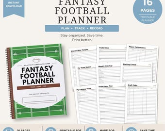 Fantasy Football Planner | 16 Page Draft Kit & League Tracker Bundle (Digital Download)
