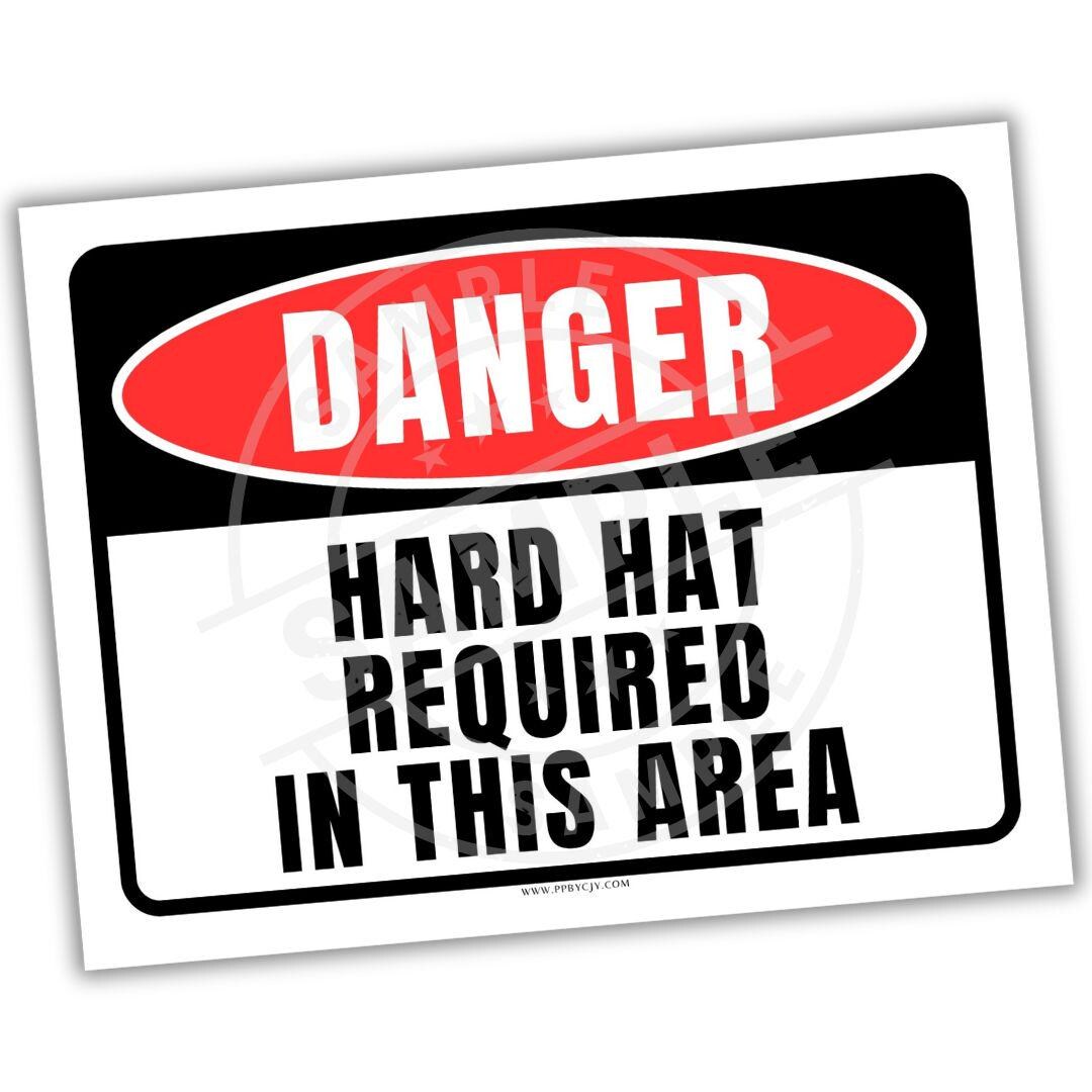 Danger Hard Hat Area Printable Sign | Red Black Safety Warning Poster ...