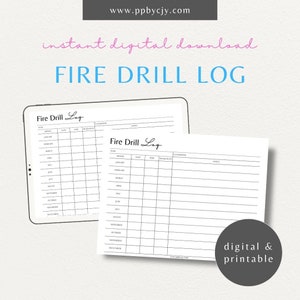 Fire Drill Log Printable Template | Digital Download | Safety Drill Tracker | Emergency Preparedness Record | Fire Drill Documentation