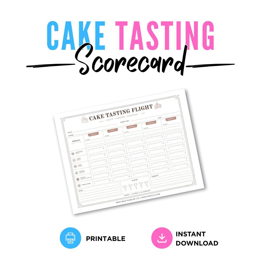 Cake Tasting Scorecard | Dessert Recipe Rating | Baking Event Printable ...