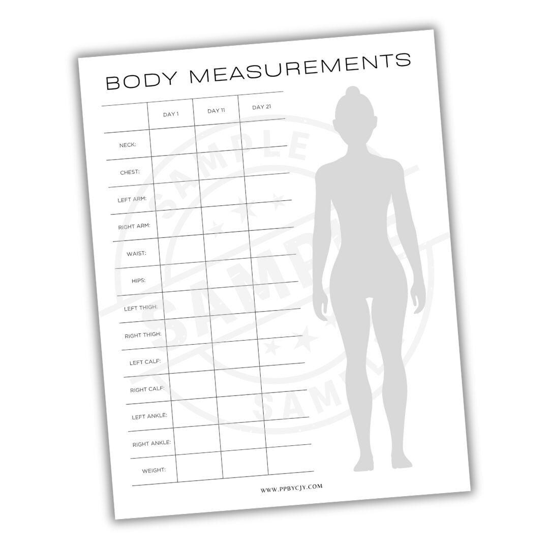 21 Day Body Measurements Tracker Printable | Fitness Progress Chart ...