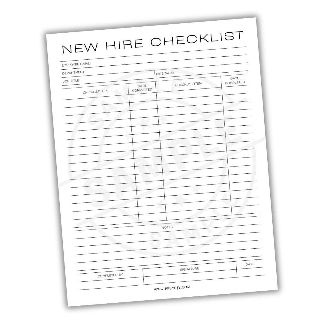New Hire Checklist | Employee Onboarding Planner | HR Hiring Form ...