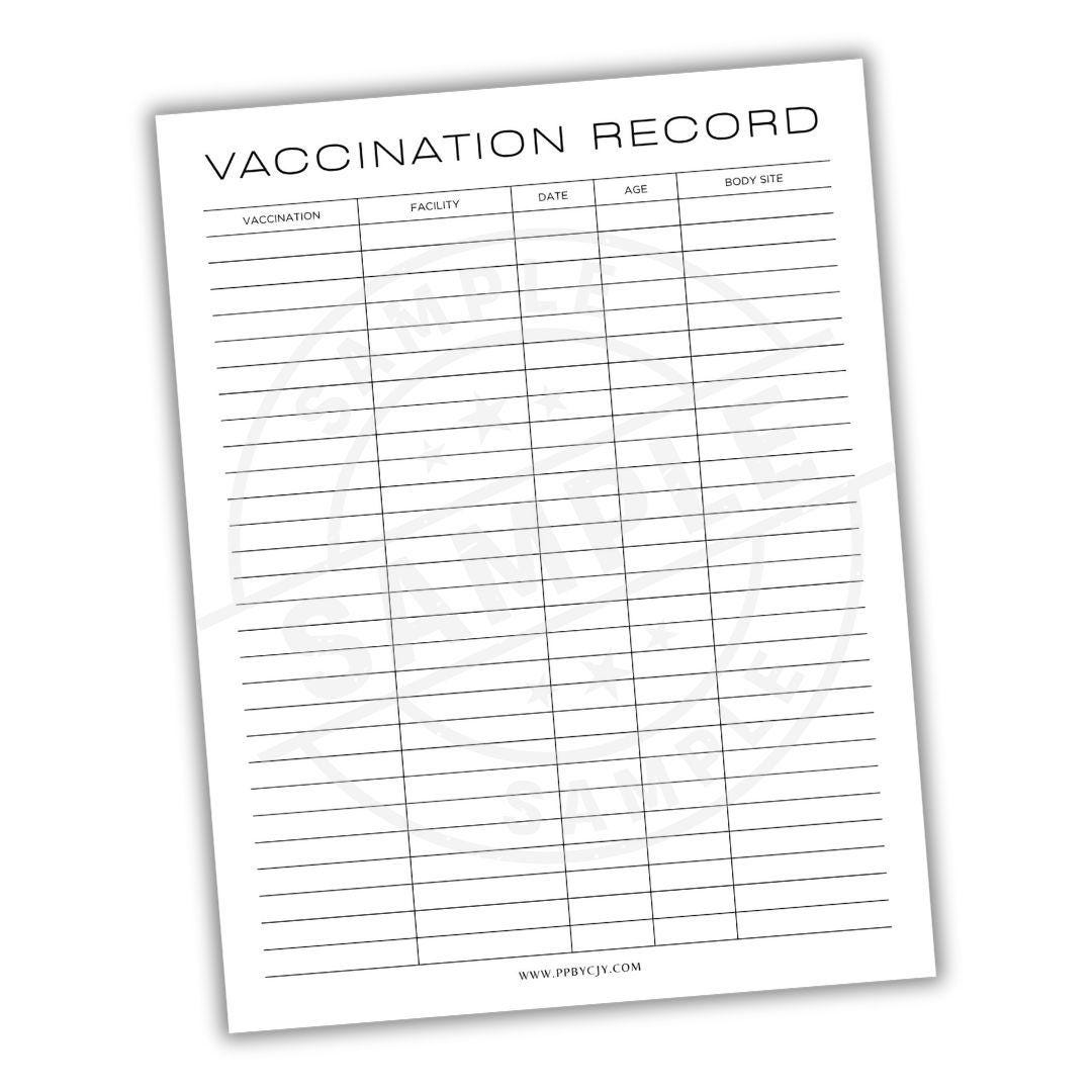 Vaccination Record Printable Template | Immunization Tracker for Dates ...