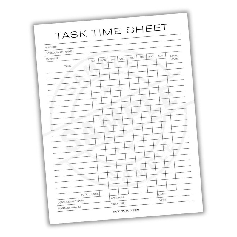 Task Time Tracker | Daily Productivity Work Time Management Sheet ...