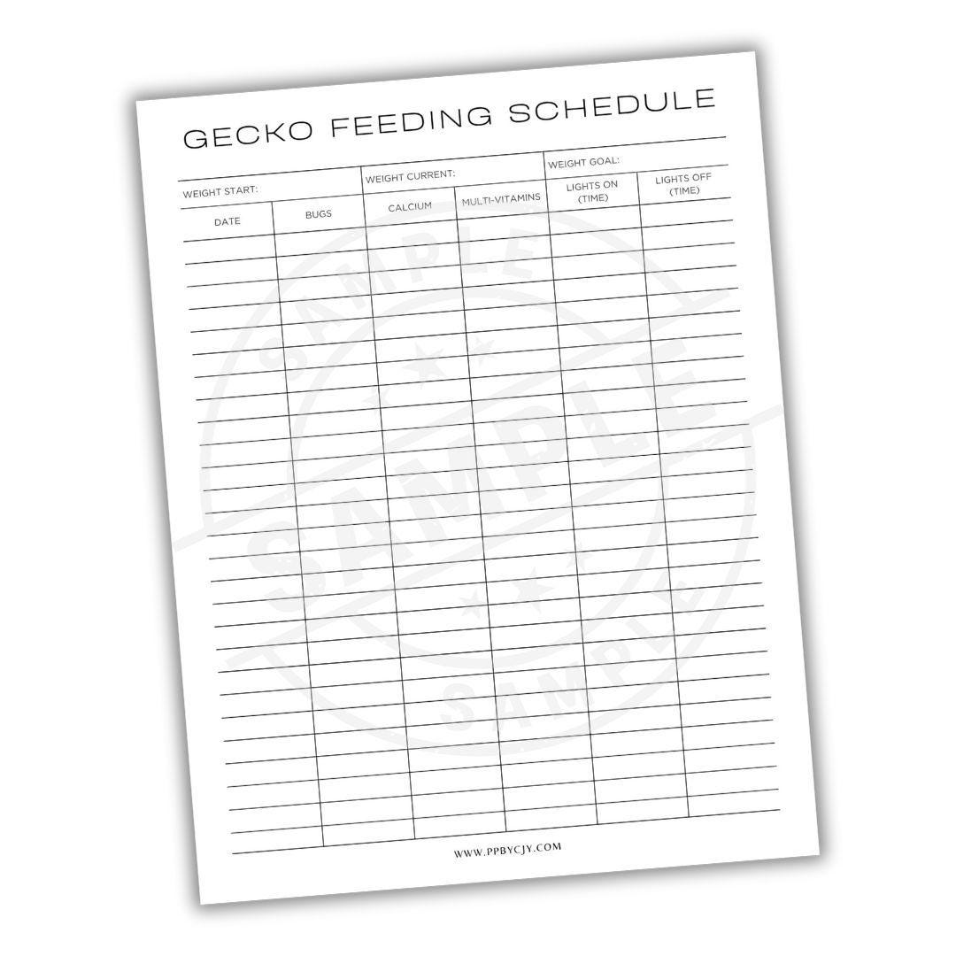 Gecko Feeding Schedule Printable | Pet Care Log | Reptile Nutrition ... - Submit Reptile Feeding Schedule