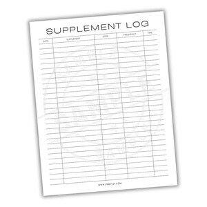 Supplement Intake Tracker | Daily Health Supplement Organizer | Herbal Medication Vitamin Journal | Natural Nutritional Supplement Log